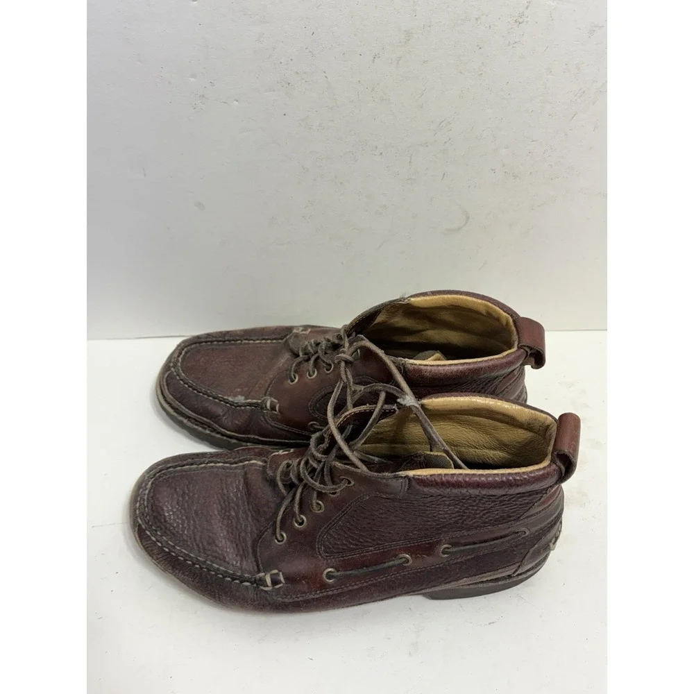 L.L. Bean Allagash Chukka Boots Mens 12 EE Hand Sewn Bison Brown Lace Up Leather